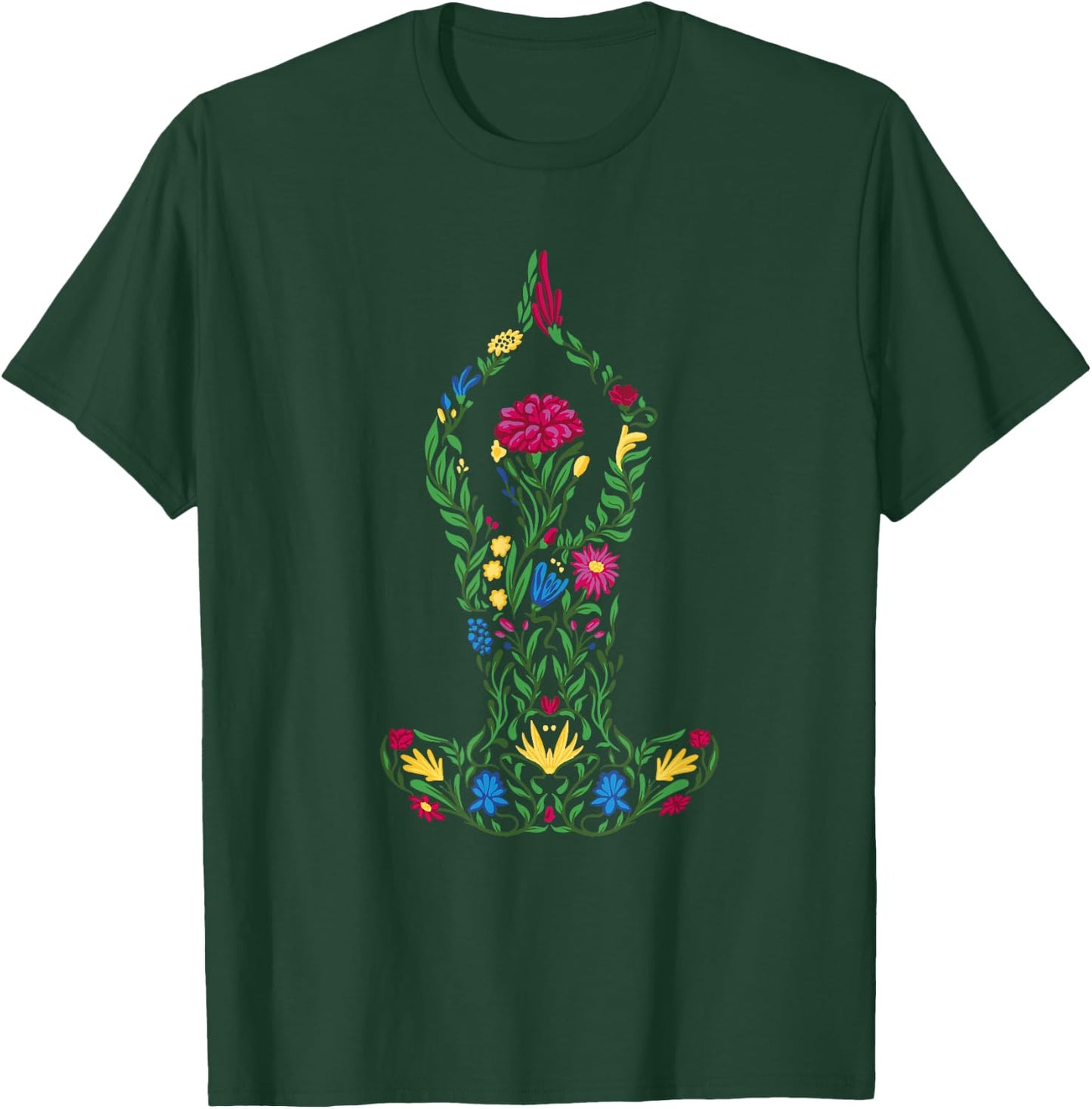 Namaste Yoga Women Meditation Colorful flower T-Shirt - T-Shirt | Forest