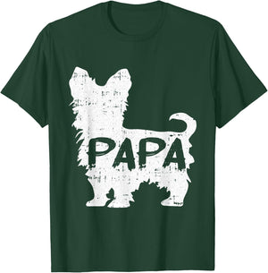 Yorkshire Terrier Papa Dog Puppy Doggie Pet Lover Yorkie Dad T-Shirt - T-Shirt | Forest