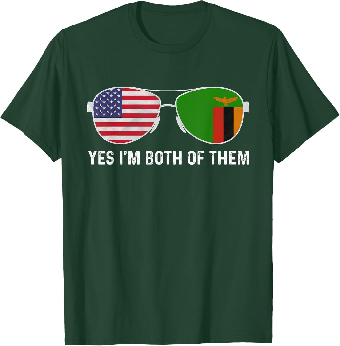 Sunglass Design Zambian American Flag Patriotic Heritage Kids Men T-Shirt - T-Shirt | Forest