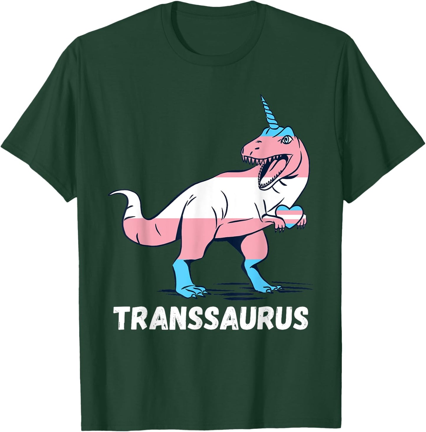 Transgender T-Rex Trans Pride Heart Unicorn Trans Pride T-Shirt - T-Shirt | Forest
