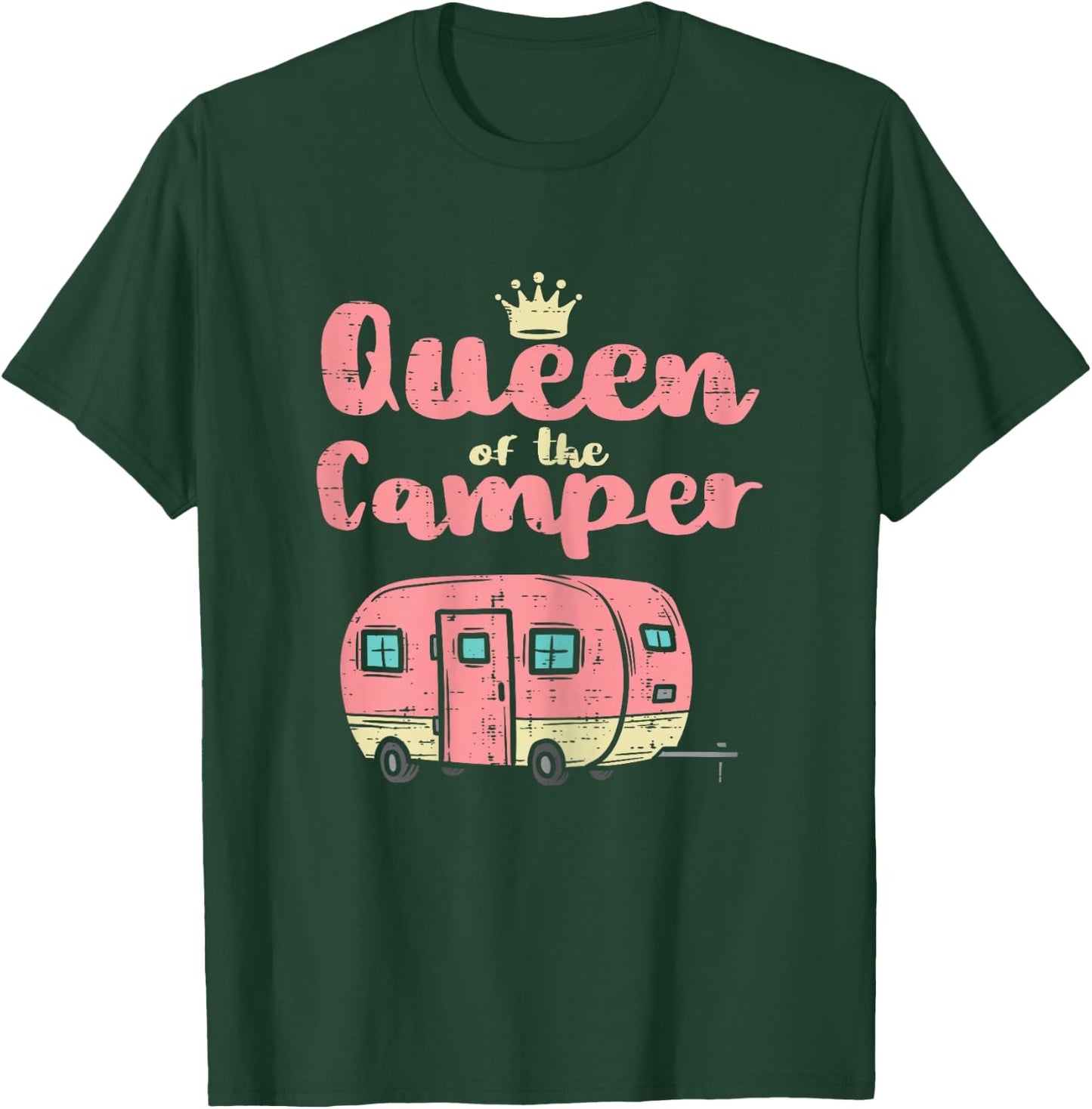 Queen Of The Camper Cute Camping Van Camp Trailer RV Women T-Shirt - T-Shirt | Forest