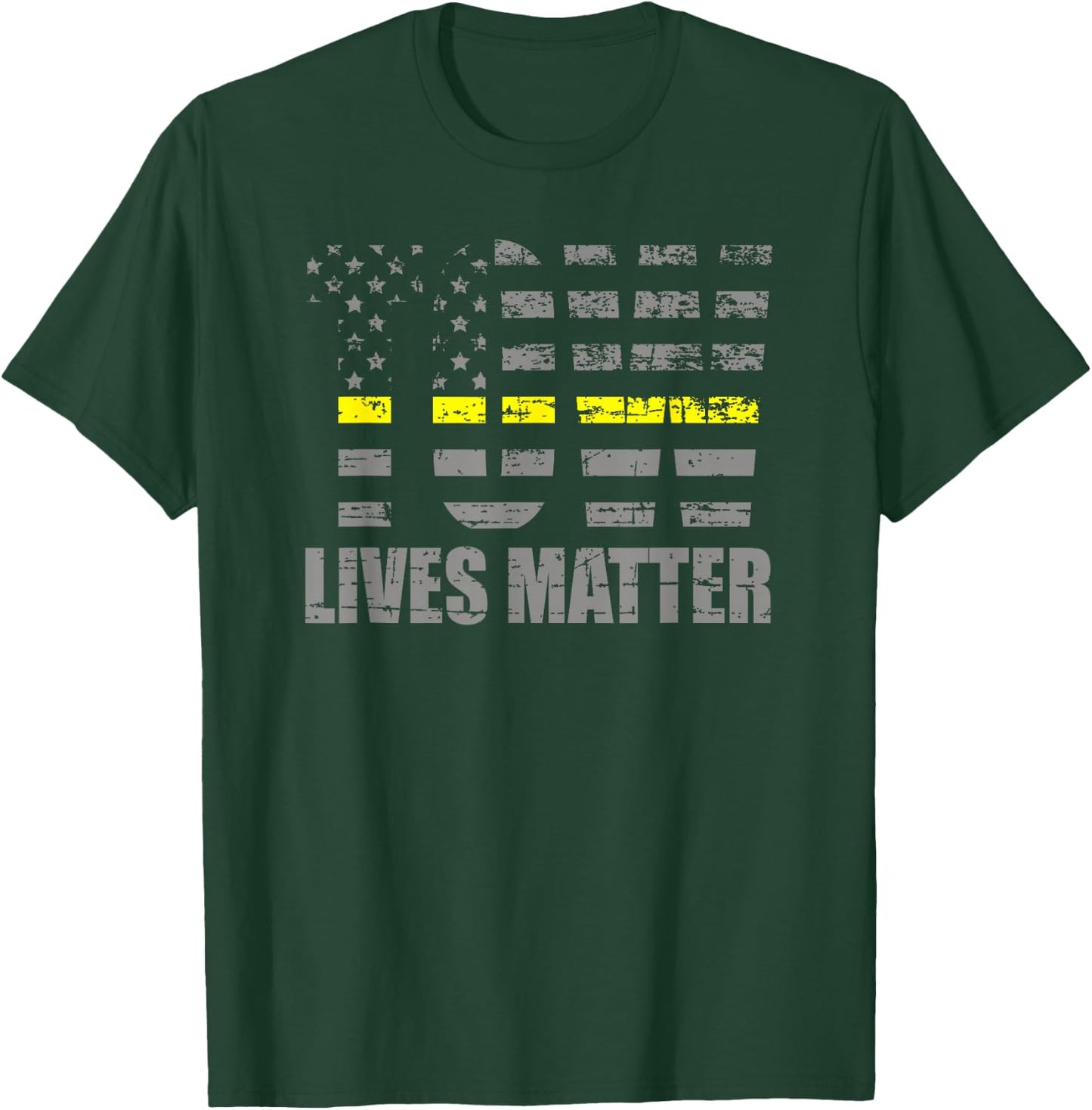 Tow Lives Matter Thin Yellow Line Tow Truck Driver Shirt T-Shirt - T-Shirt | Forest