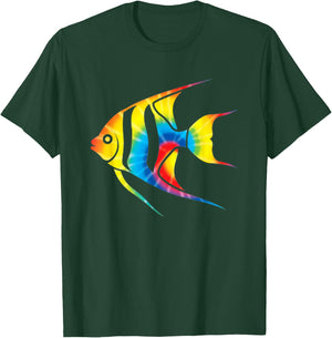 Tie Dye Angelfish Rainbow Print Pet Hippie Peace Gift T-Shirt - T-Shirt | Forest