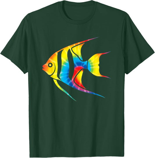 Tie Dye Angelfish Rainbow Print Pet Hippie Peace Gift T-Shirt - T-Shirt | Forest