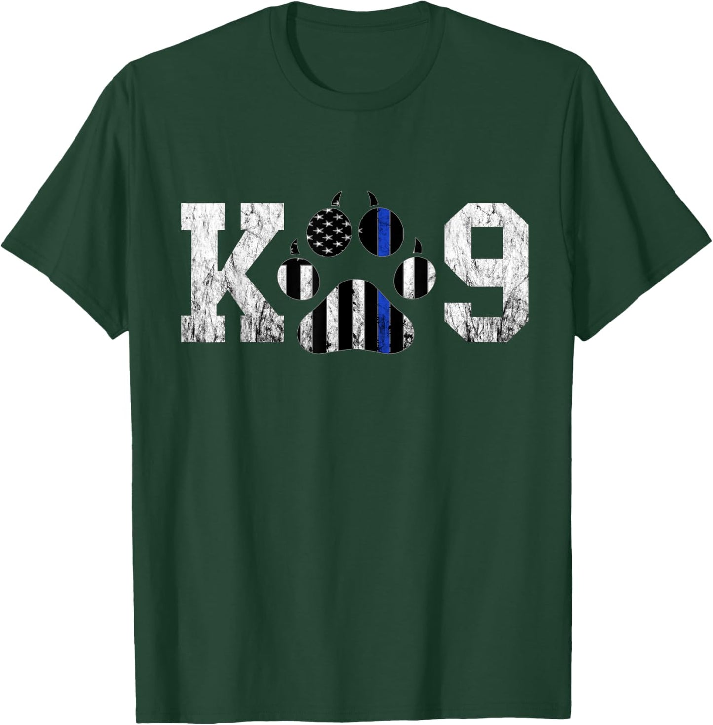 Police Officer Thin Blue Line K9 Dog Paw Police Dog Officer Men Women Girls Kids T-Shirt - T-Shirt | Forest