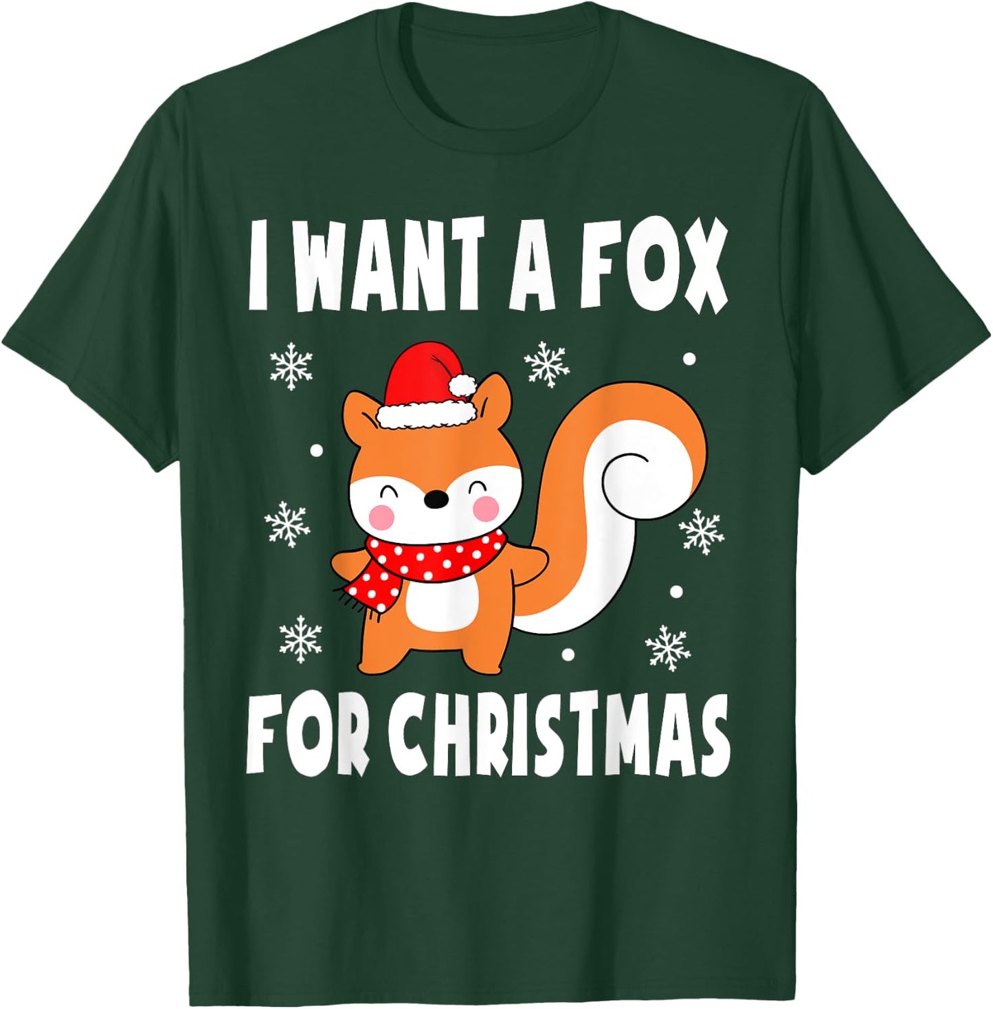 I Want A Fox For Christmas Fox Pajamas Girls Fox Christmas T-Shirt - T-Shirt | Forest