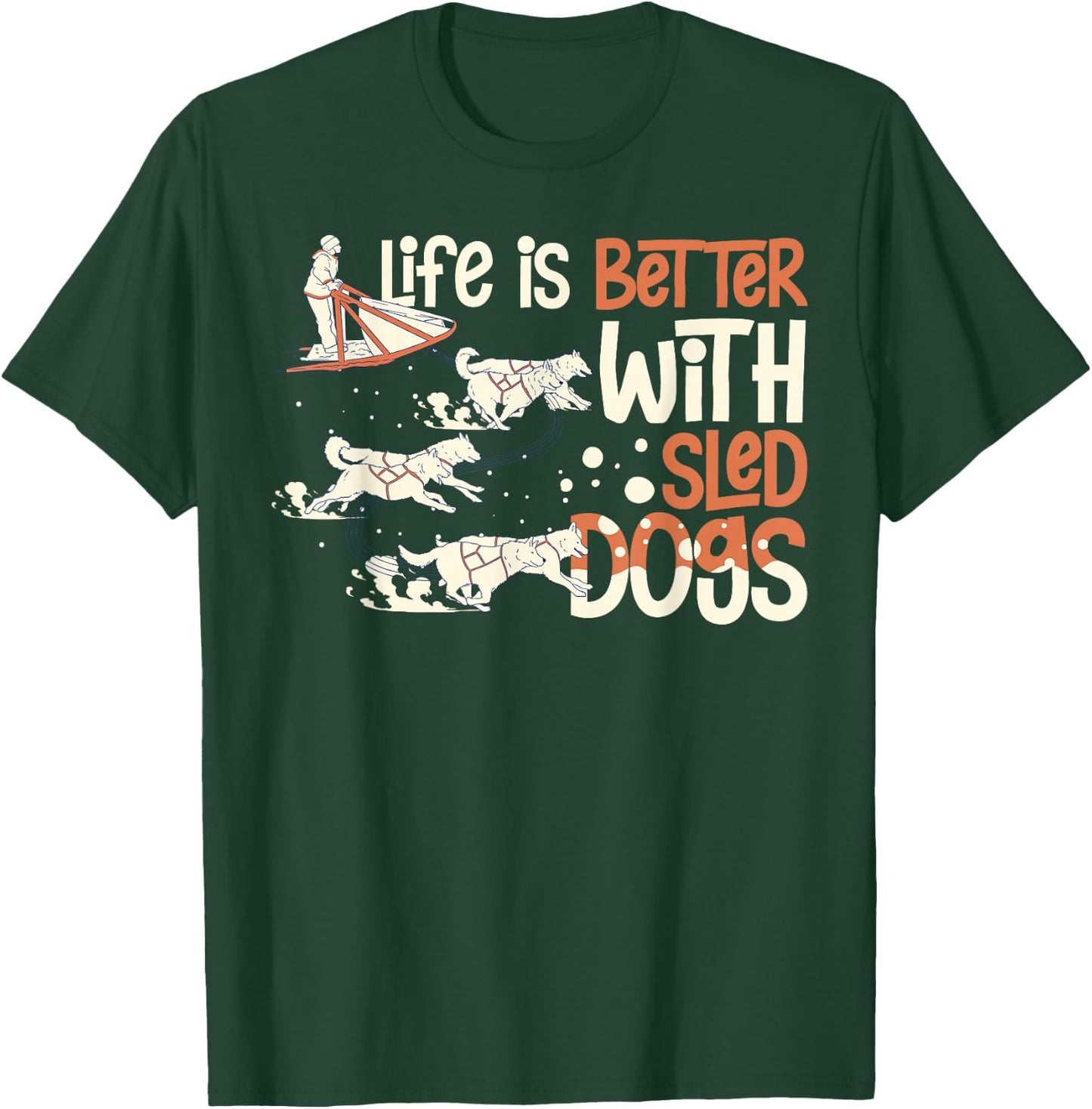 Sled Dog Racing Mushing Dogs Siberian Husky Alaska Women Girls Kids T-Shirt - T-Shirt | Forest