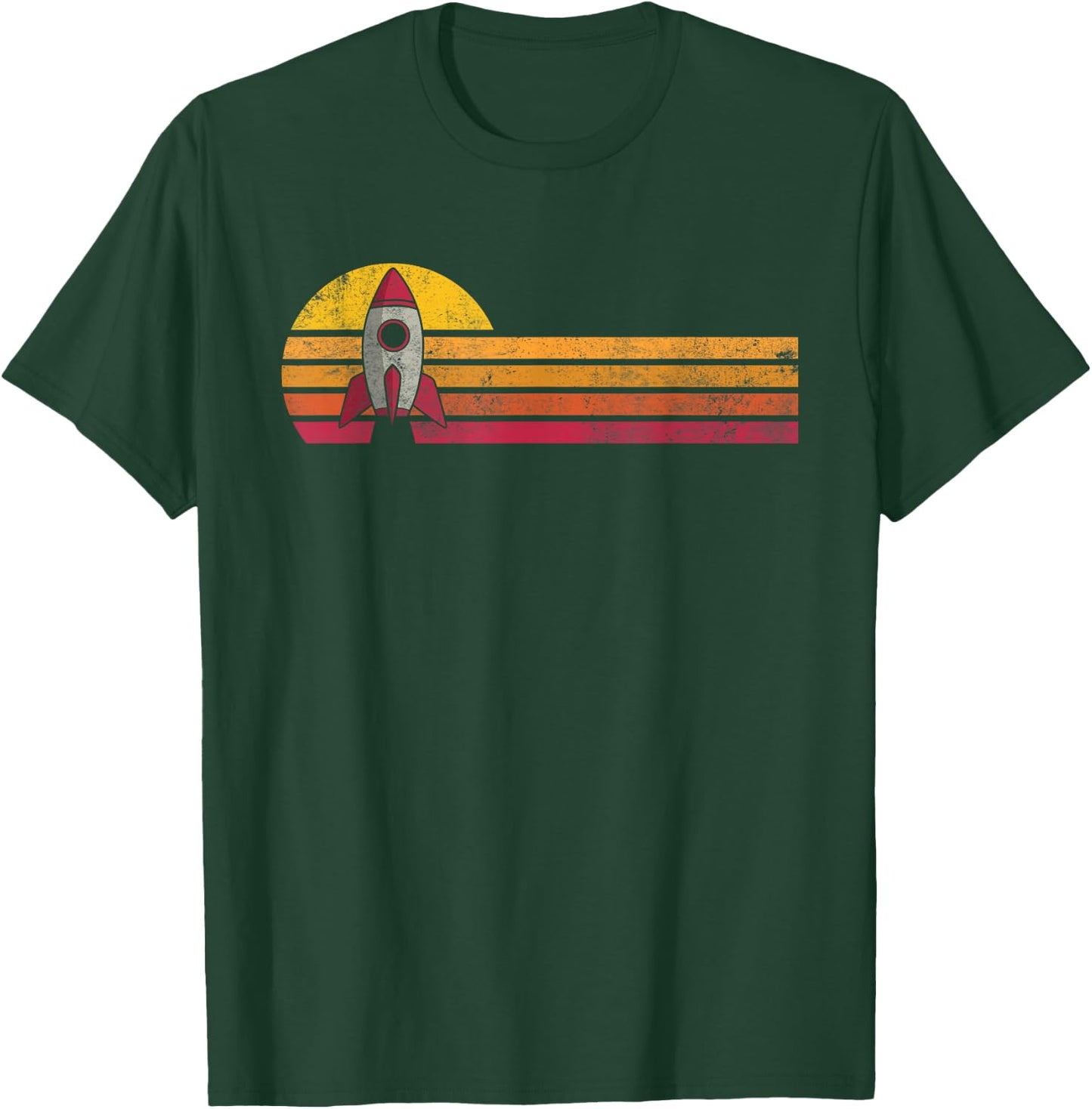 Vintage Style Space Ship Silhouette Retro Space Science Gift T-Shirt - T-Shirt | Forest