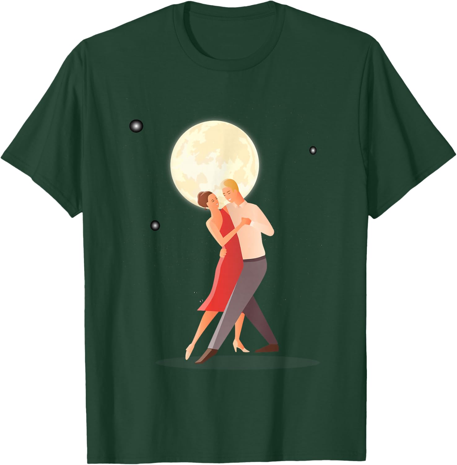 Love Dancing In The Moonlight With Light Stars In Dark Night T-Shirt - T-Shirt | Forest