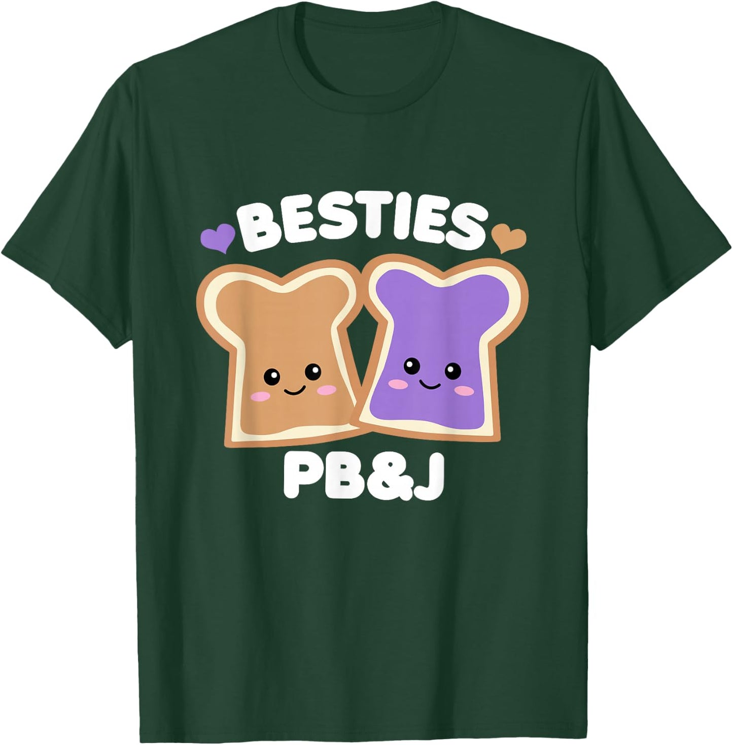 Peanut Butter Girls Besties Cute PB&J BFF White Text Kawaii T-Shirt - T-Shirt | Forest