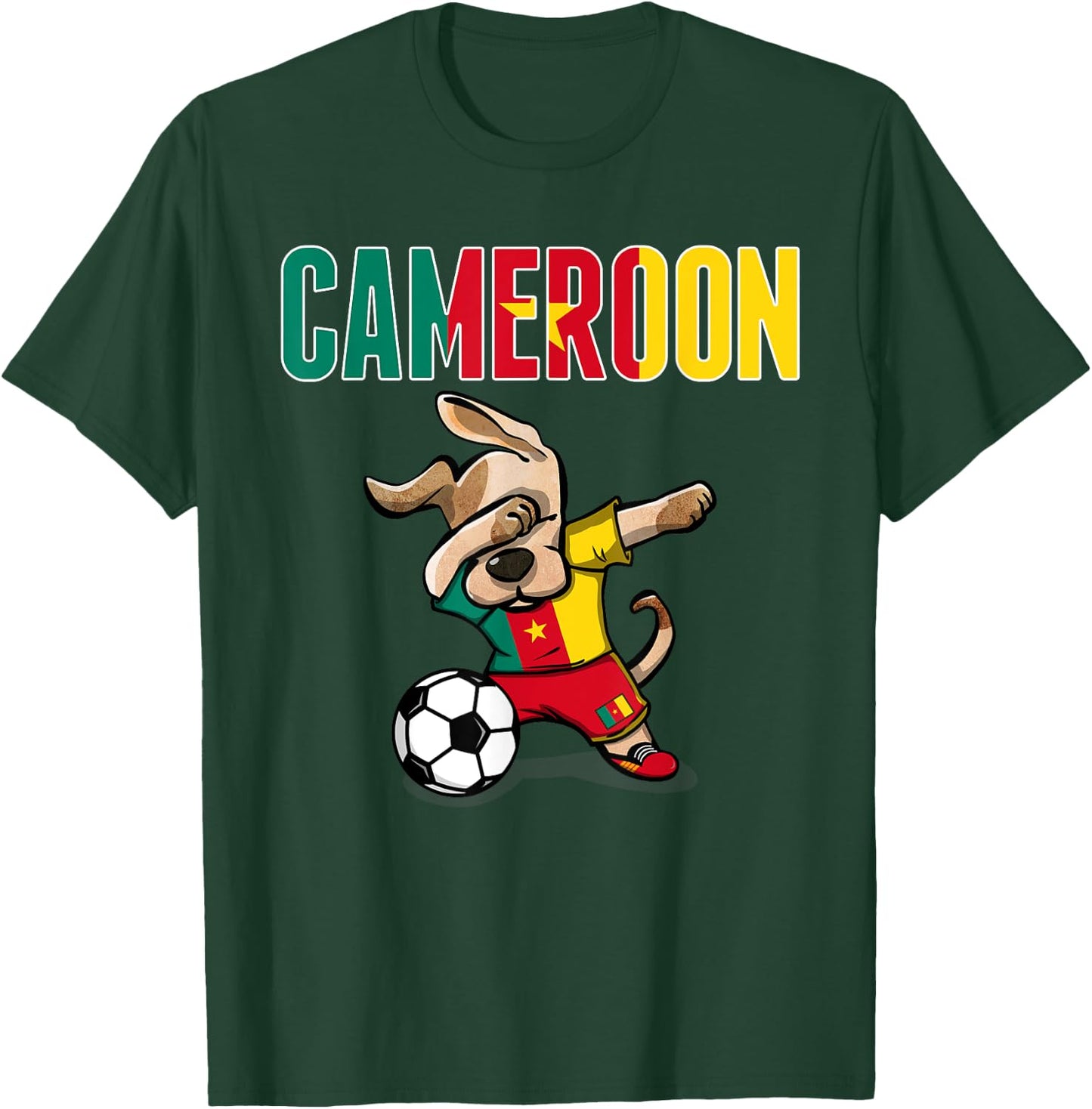 Dabbing Dog Cameroon Soccer Fans Jersey Cameroonian Football T-Shirt - T-Shirt | Forest