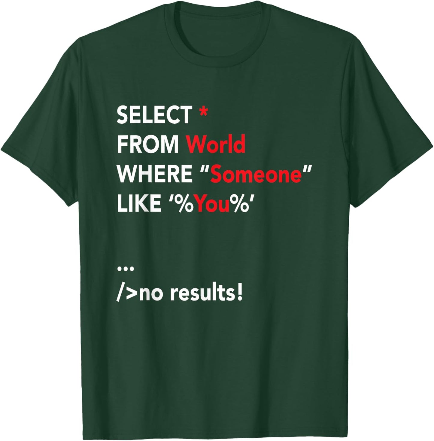 Funny SQL Coder Shirt Programmer Programming T-Shirt - T-Shirt | Forest