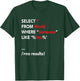 Funny SQL Coder Shirt Programmer Programming T-Shirt - T-Shirt | Forest