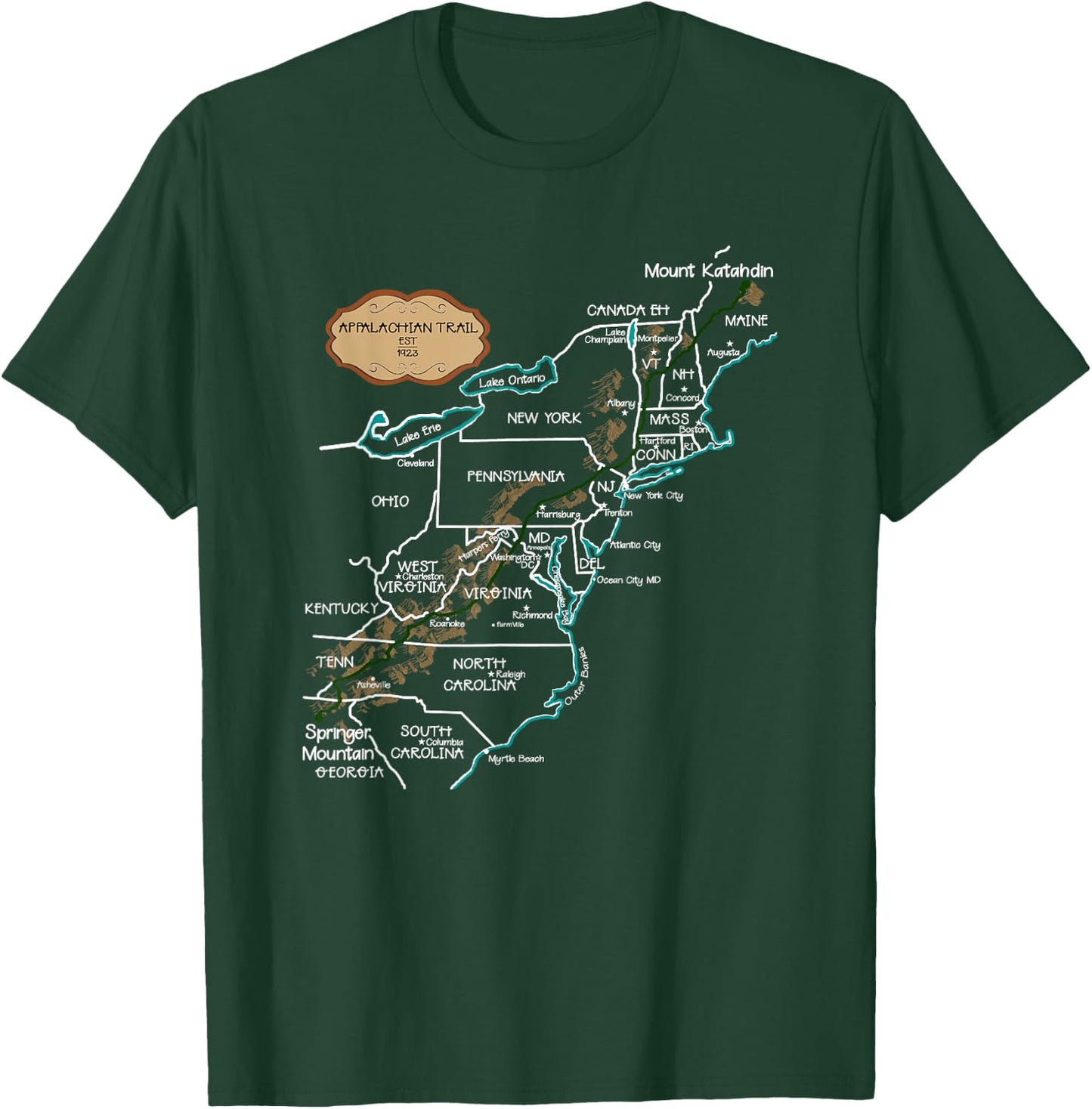 Appalachian Trail Hiking Map T-Shirt - T-Shirt | Forest