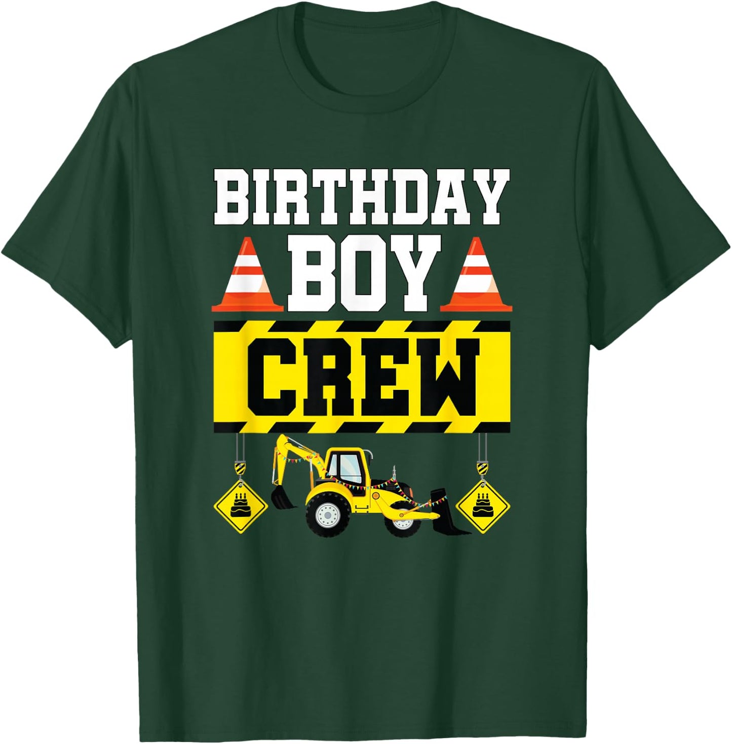 Birthday Boy Crew Shirt For Boys Kids Construction Crew T-Shirt - T-Shirt | Forest