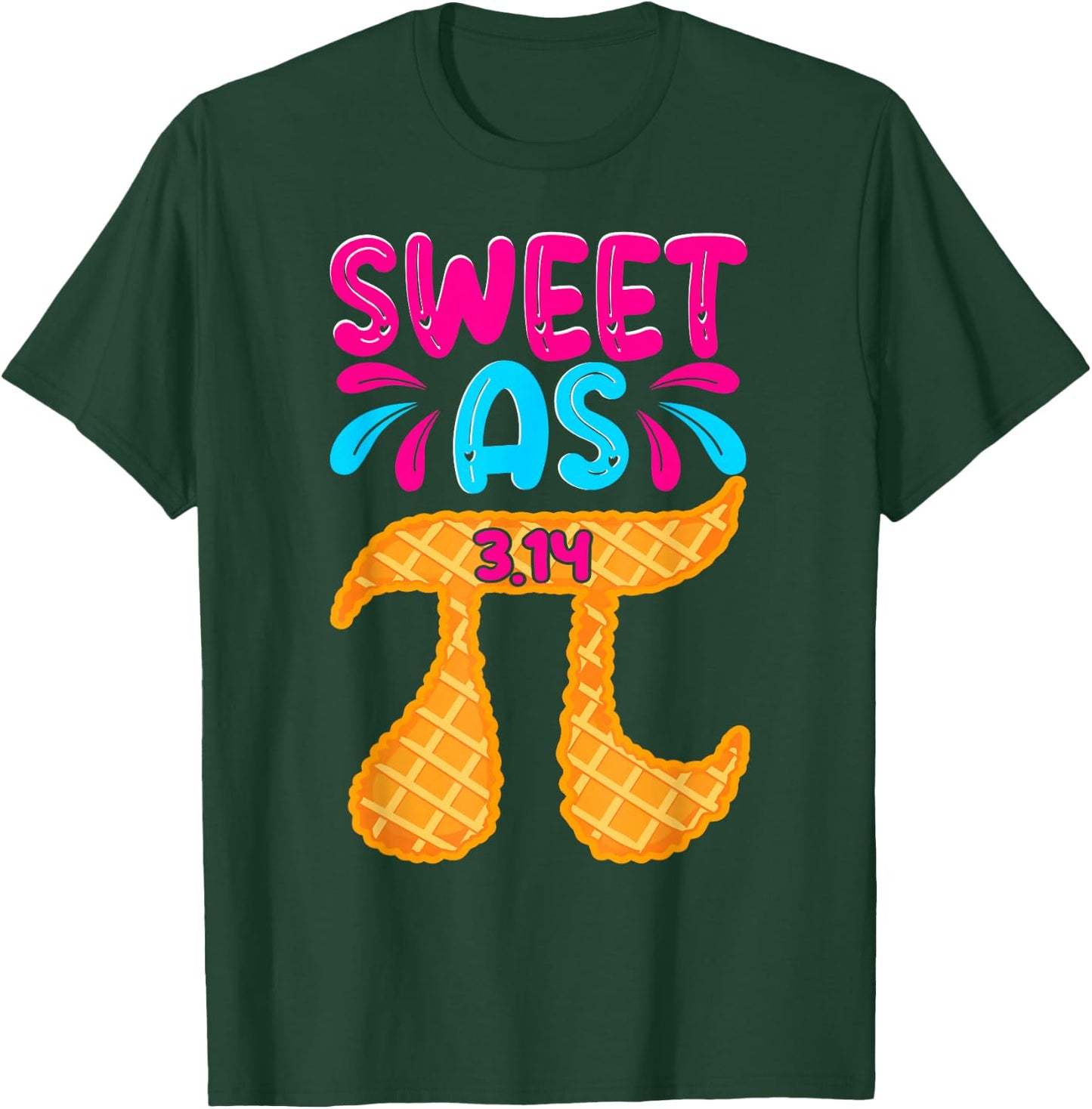 Sweet As 3.14 Pie Funny Pi Day Math Teacher Boys Girls Kids T-Shirt - T-Shirt | Forest