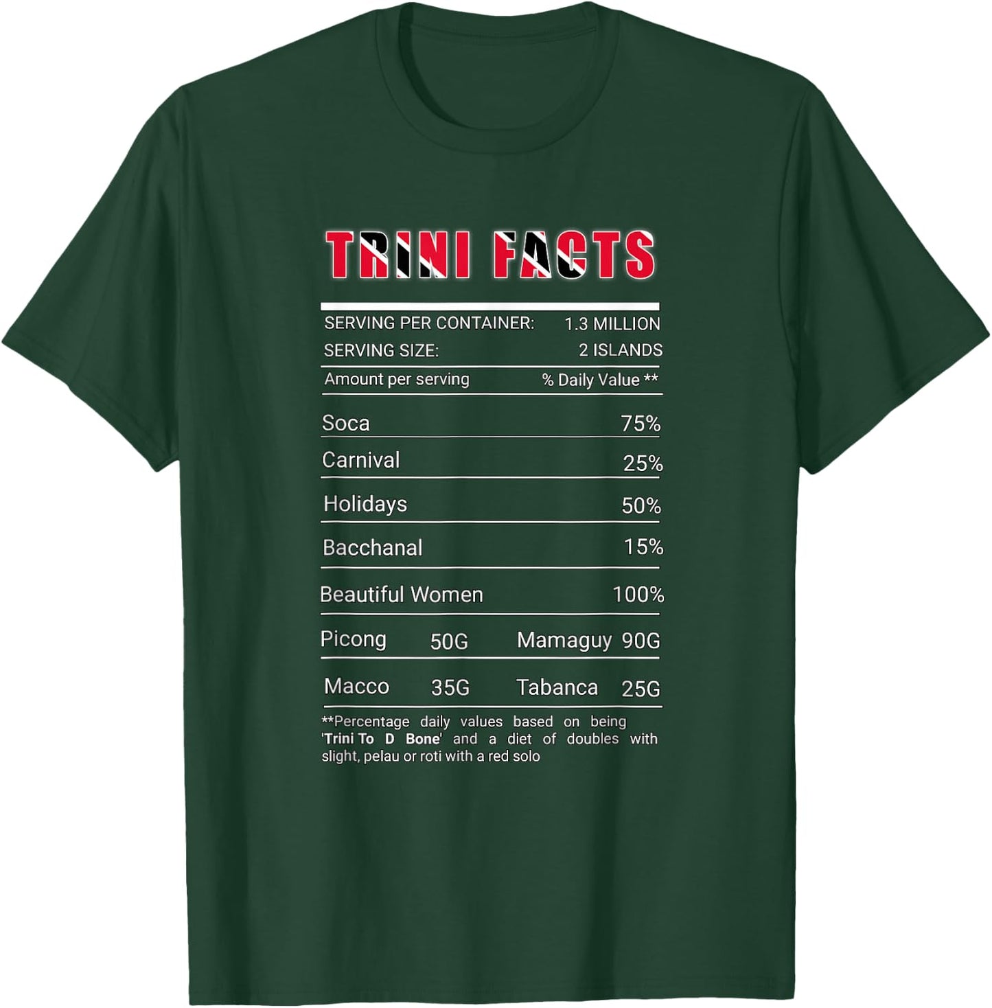 Trinidad Nutrition Facts| Trinidad | Trini To D Bone T-Shirt - T-Shirt | Forest