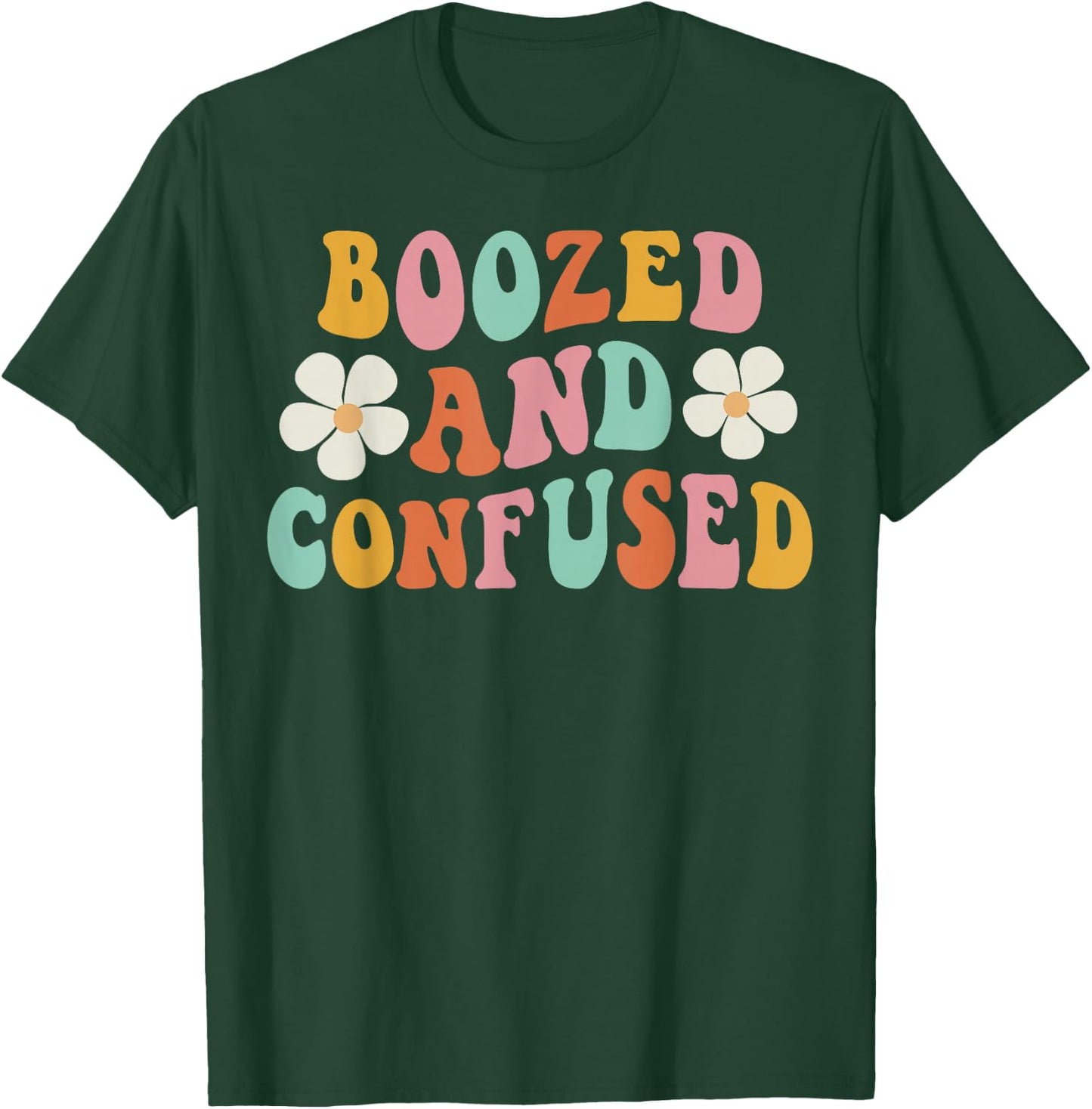 Boozed And Confused Flowers Groovy Bachelorette Party T-Shirt - T-Shirt | Forest