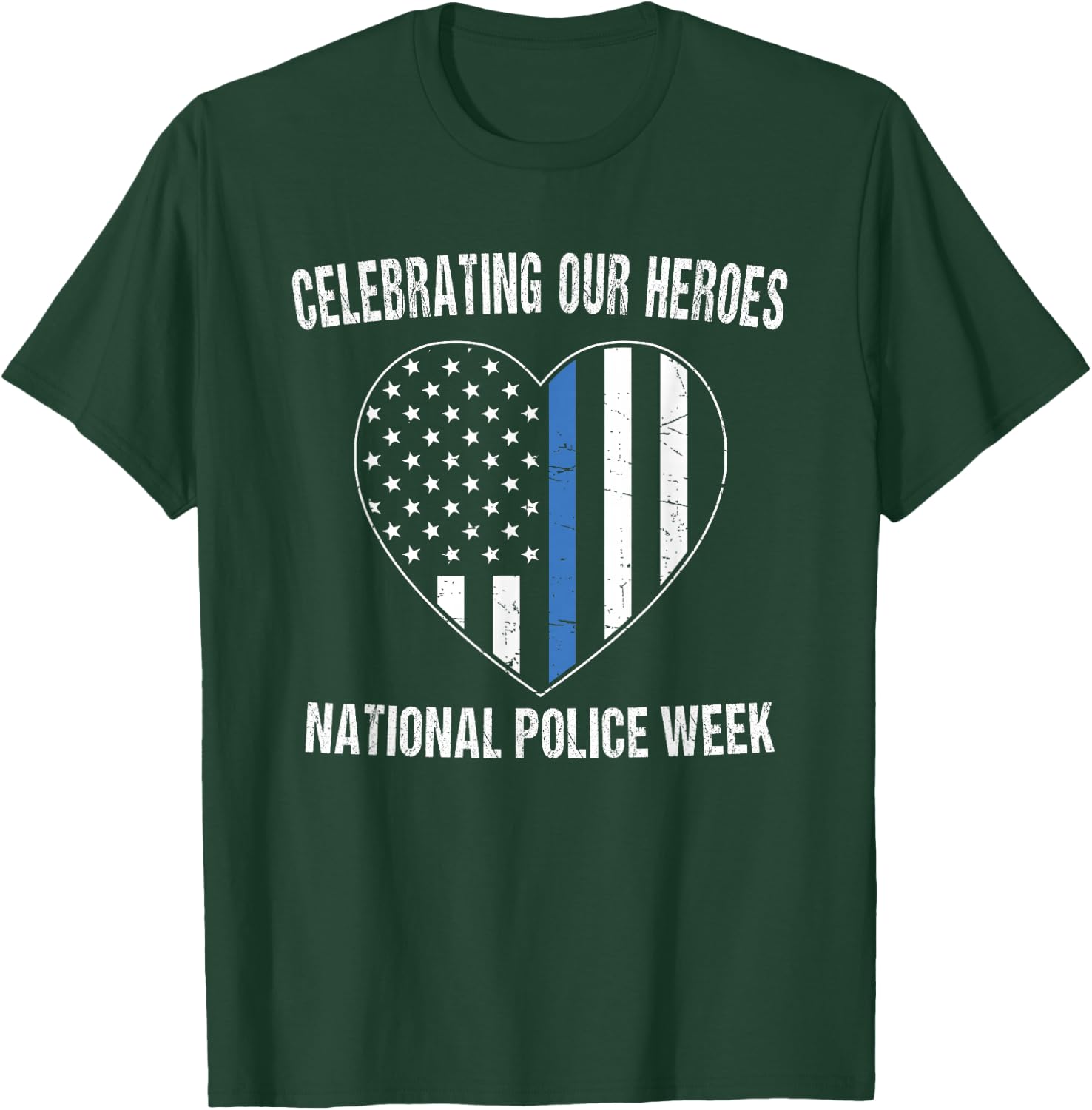 National Police Week Shirt Vintage Blue Line American Flag T-Shirt - T-Shirt | Forest