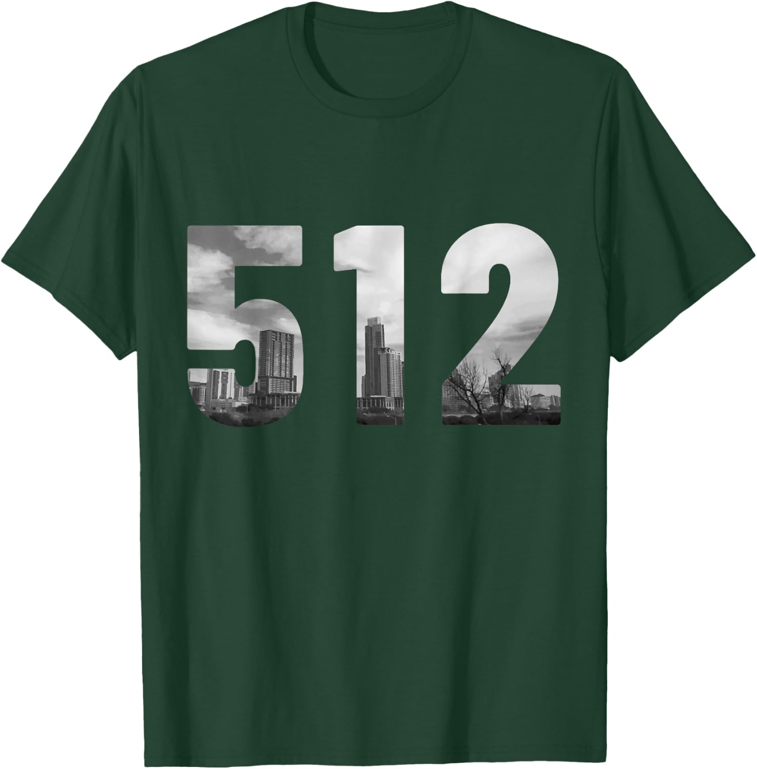 Austin 512 Area Code Skyline Texas Pride Vintage T-Shirt - T-Shirt | Forest