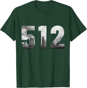 Austin 512 Area Code Skyline Texas Pride Vintage T-Shirt - T-Shirt | Forest