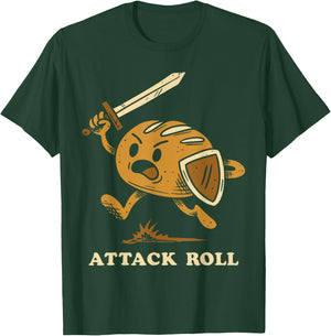 Attack Roll Funny Bread Warrior Fantasy Humor T-Shirt - T-Shirt | Forest