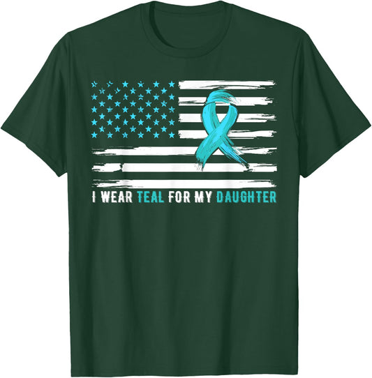 I Wear Teal For My Daughter Cervical Cancer Awareness T-Shirt - T-Shirt | Forest