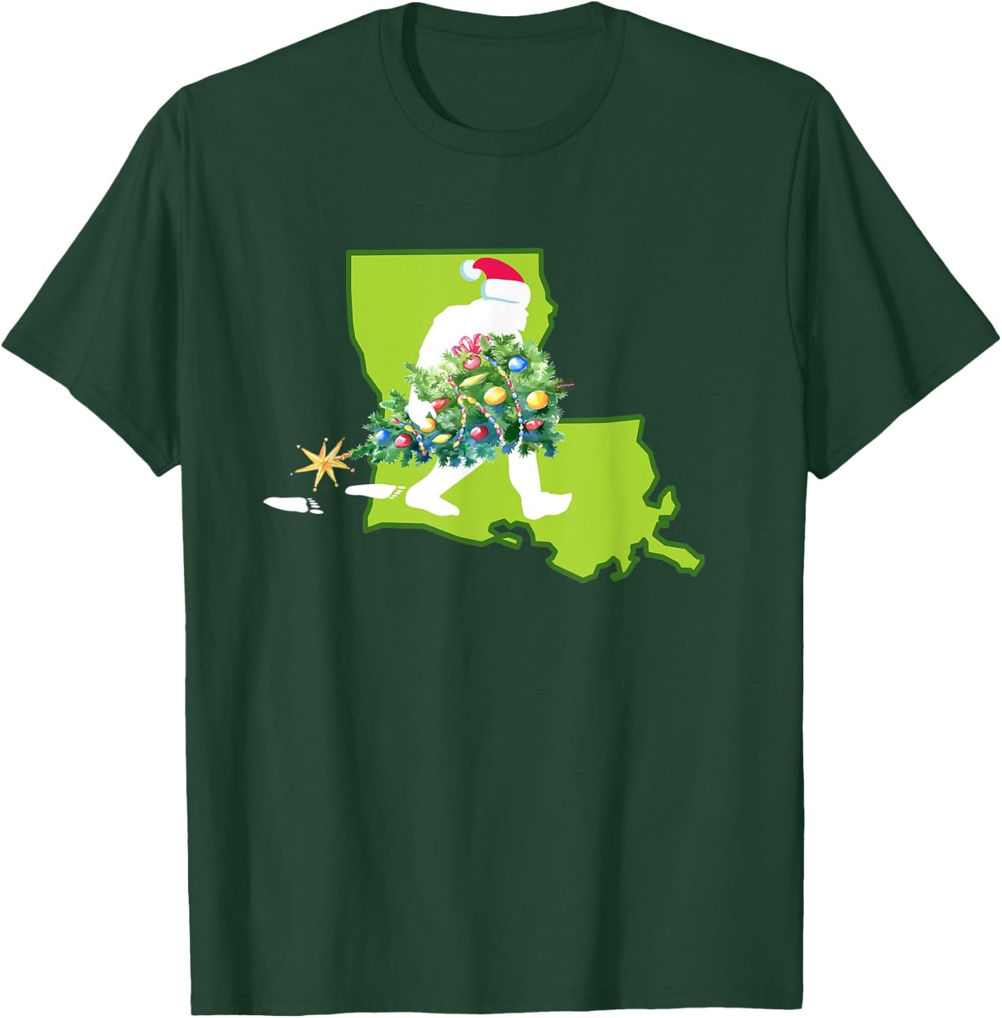 Louisiana Bigfoot State Christmas Tree T-Shirt - T-Shirt | Forest