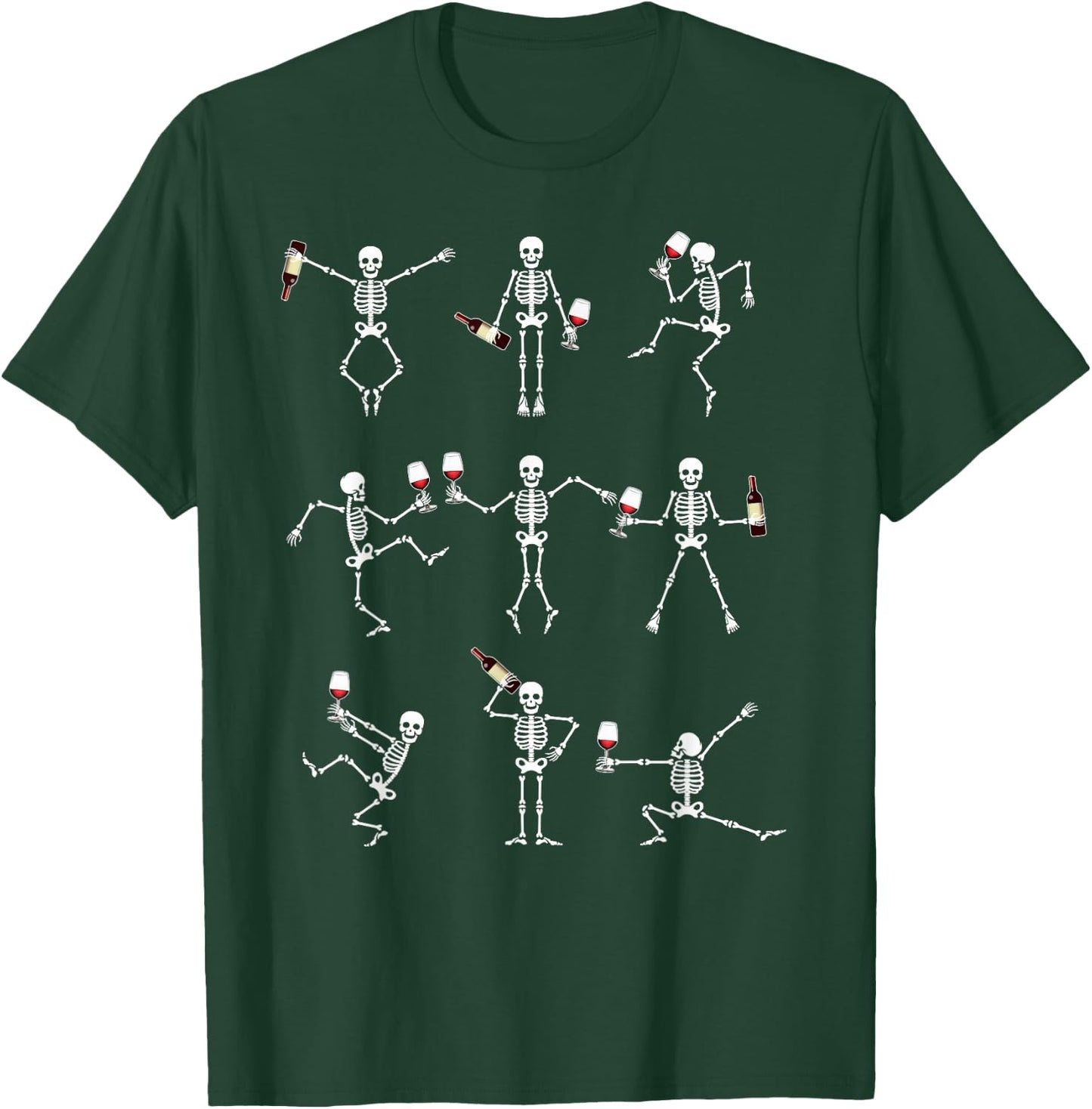 Skeleton Dancing with Hallo Wine Halloween Party Shirt T-Shirt - T-Shirt | Forest