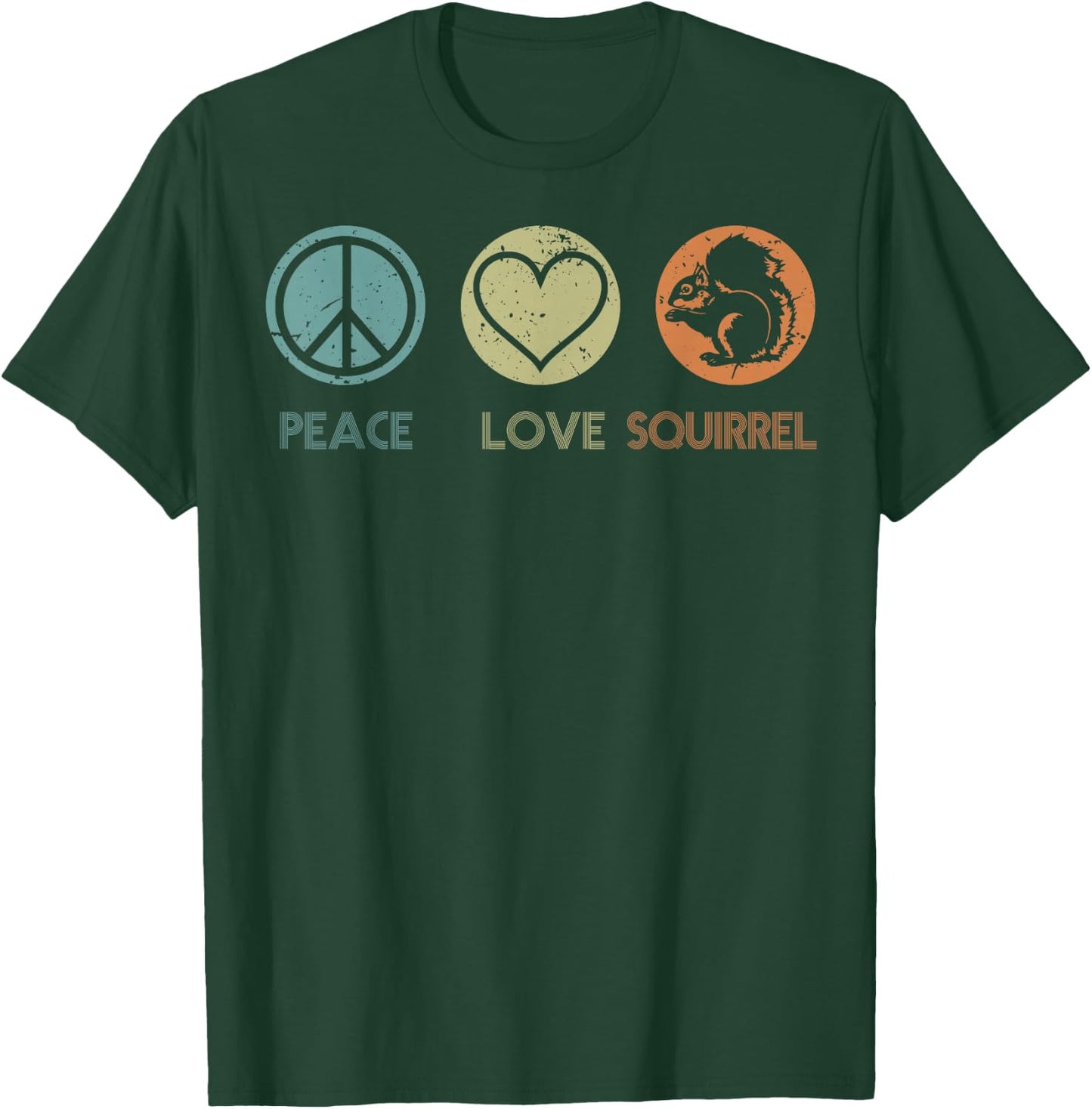 Vintage Peace Love Squirrel Funny Squirrel Lover Gift T-Shirt - T-Shirt | Forest
