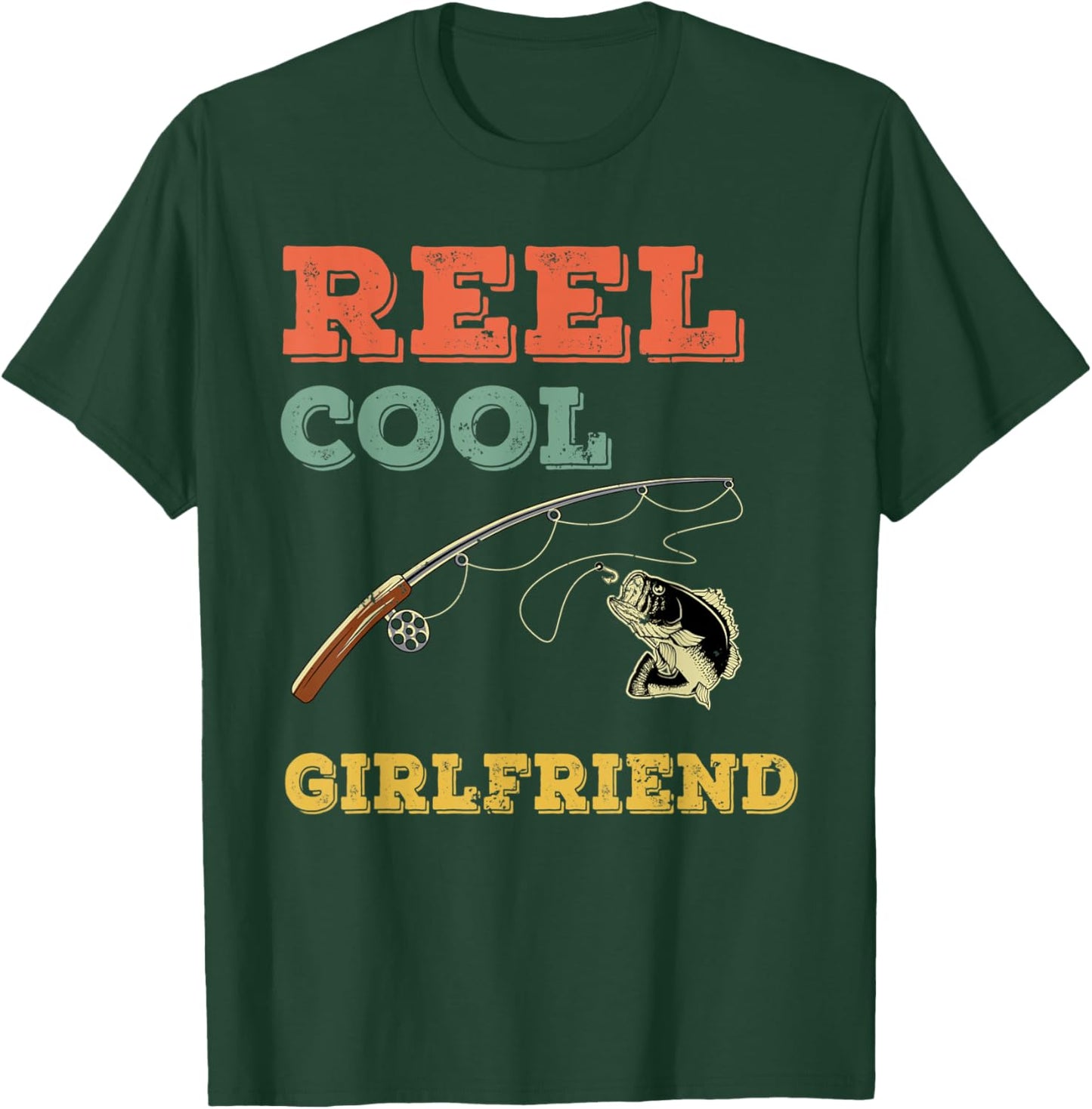 Reel Cool Fish Girlfriend Boyfriend Bass Fishing Fisherwoman T-Shirt - T-Shirt | Forest