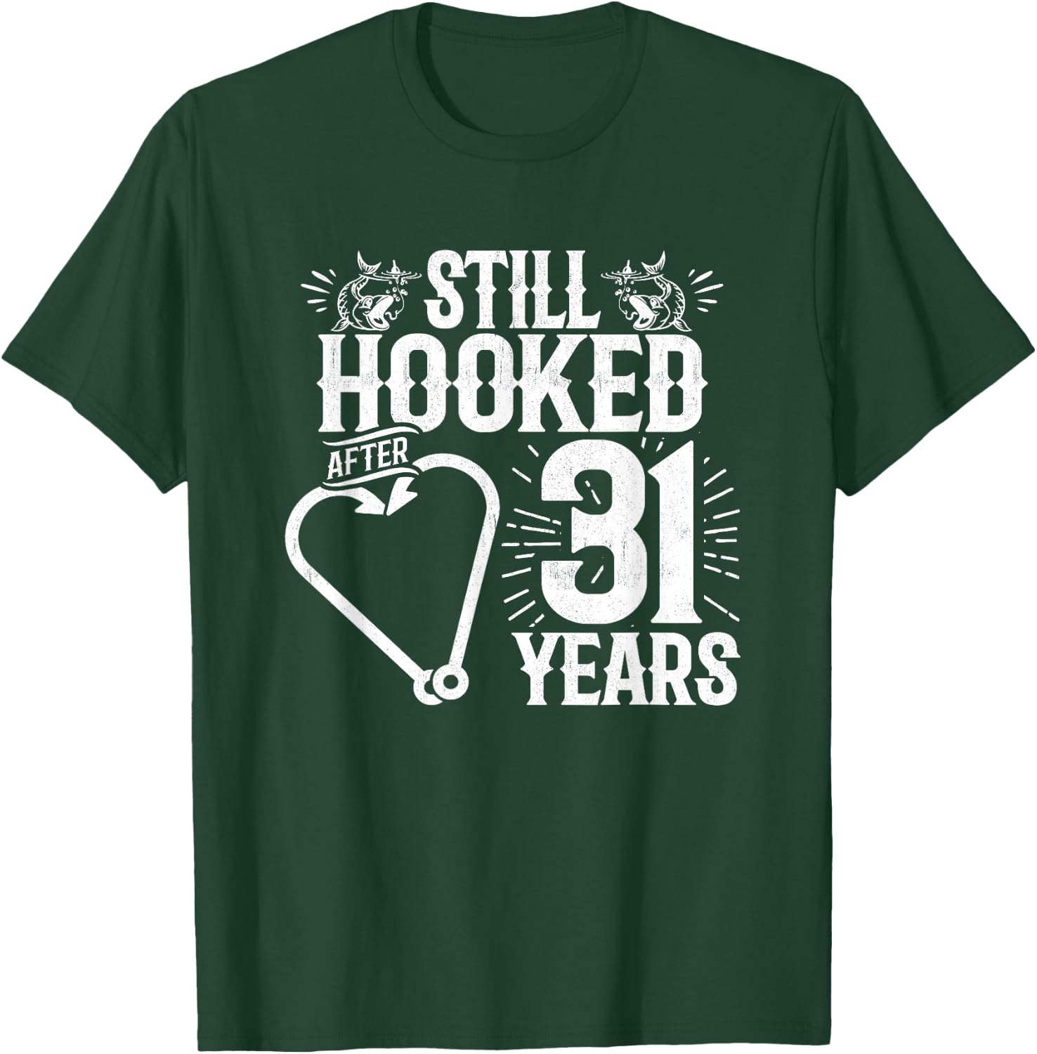 Married 31 Years - Fishing Couple - 31st Wedding Anniversary T-Shirt - T-Shirt | Forest
