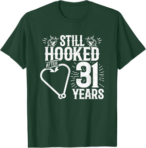 Married 31 Years - Fishing Couple - 31st Wedding Anniversary T-Shirt - T-Shirt | Forest