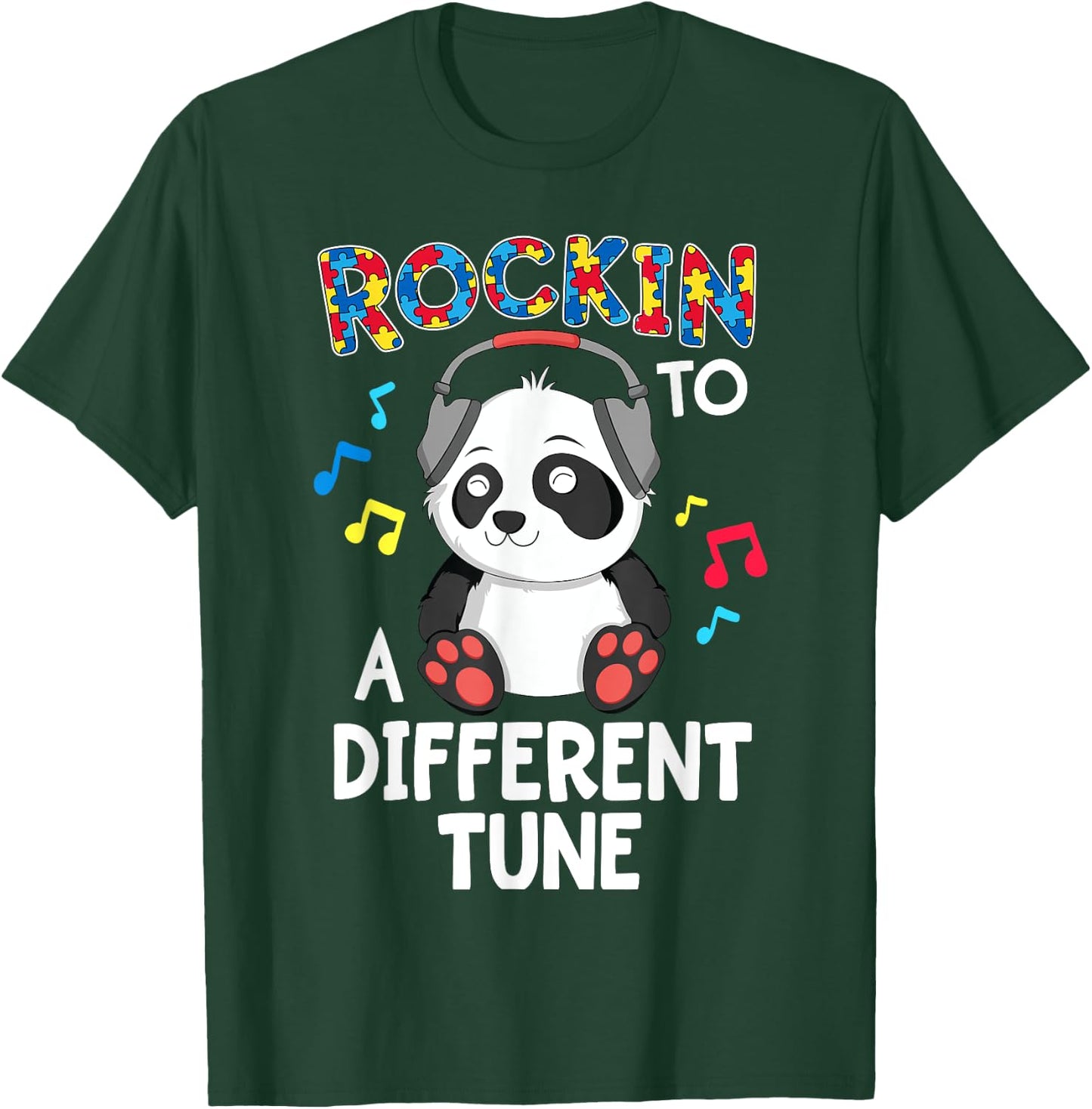 Rockin' To A Different Tune Panda Autism Awareness Kids T-Shirt - T-Shirt | Forest