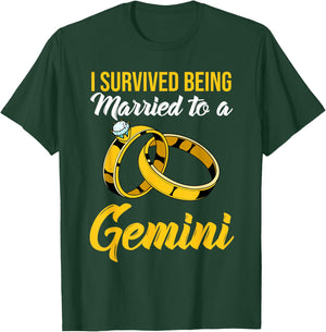 I Survived Being Married To Gemini Twins Constellation T-Shirt - T-Shirt | Forest
