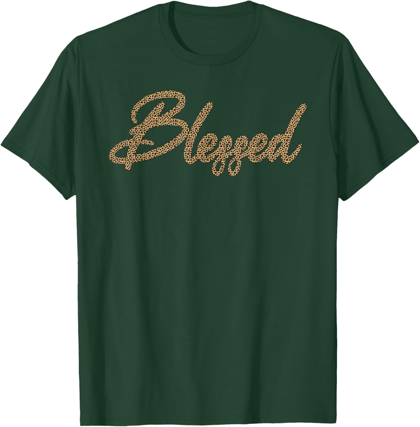 Christian Cool Blessed Leopard Cheetah Print Graphic Design T-Shirt - T-Shirt | Forest