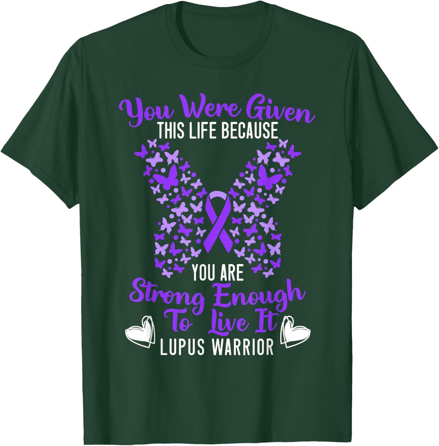 Lupus Warrior Lupus Awareness Butterfly Purple Ribbon SLE T-Shirt - T-Shirt | Forest