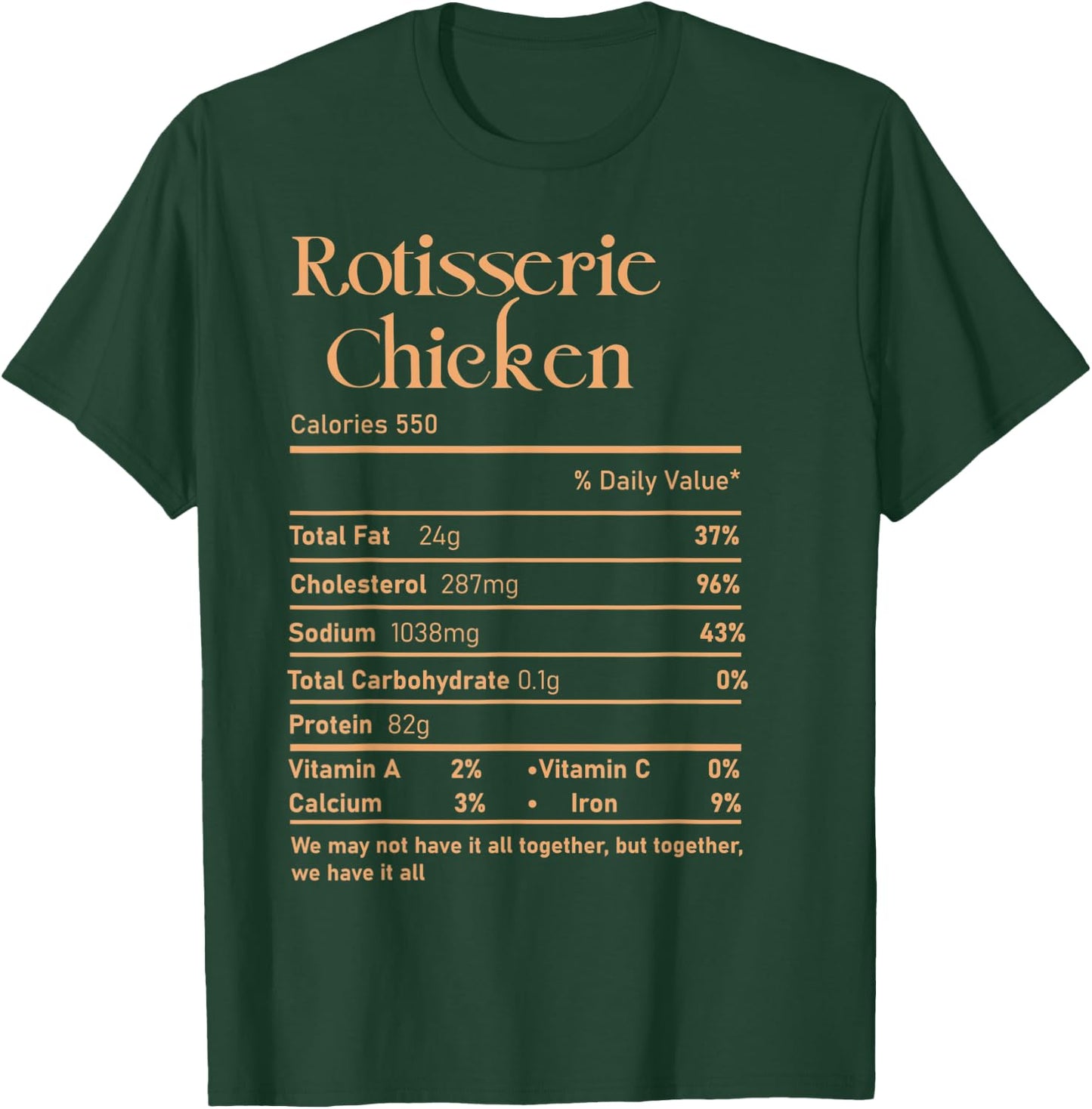 Trendy Rotisserie Chicken Nutrition Facts Thanksgiving Food T-Shirt - T-Shirt | Forest