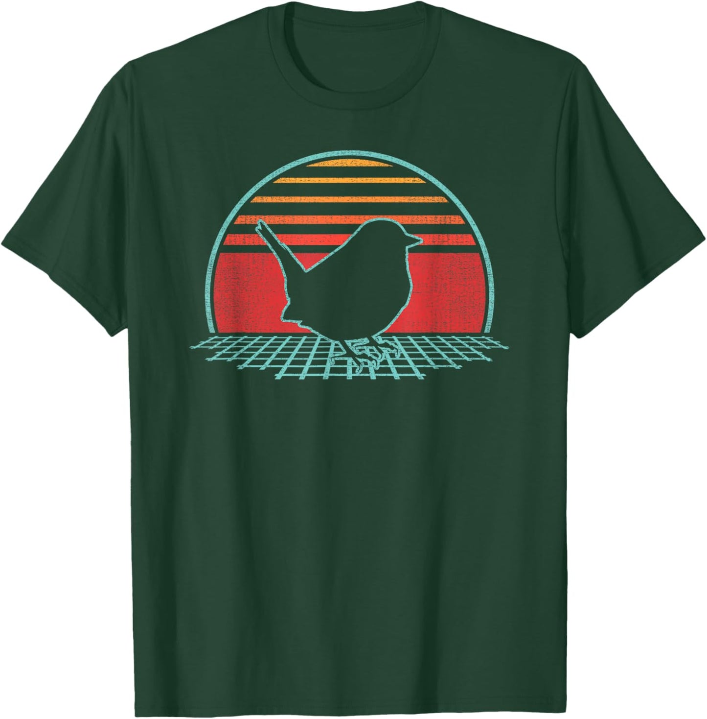Wren Bird Retro Vintage 80s Style Birding Gift T-Shirt - T-Shirt | Forest