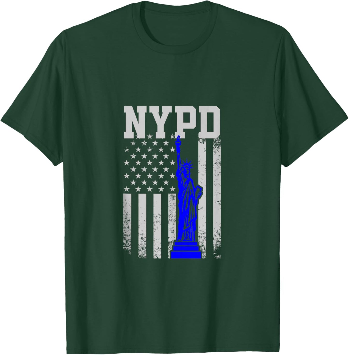 NYPD New York Police Department Statue of Liberty Distressed T-Shirt - T-Shirt | Forest