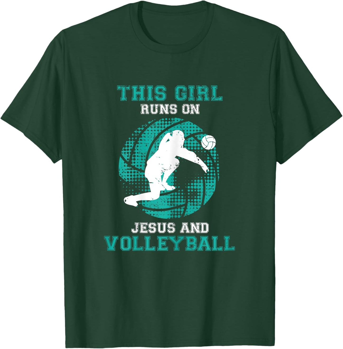 Cute Daughter Teen Girls Kids Her Jesus Christian Volleyball T-Shirt - T-Shirt | Forest