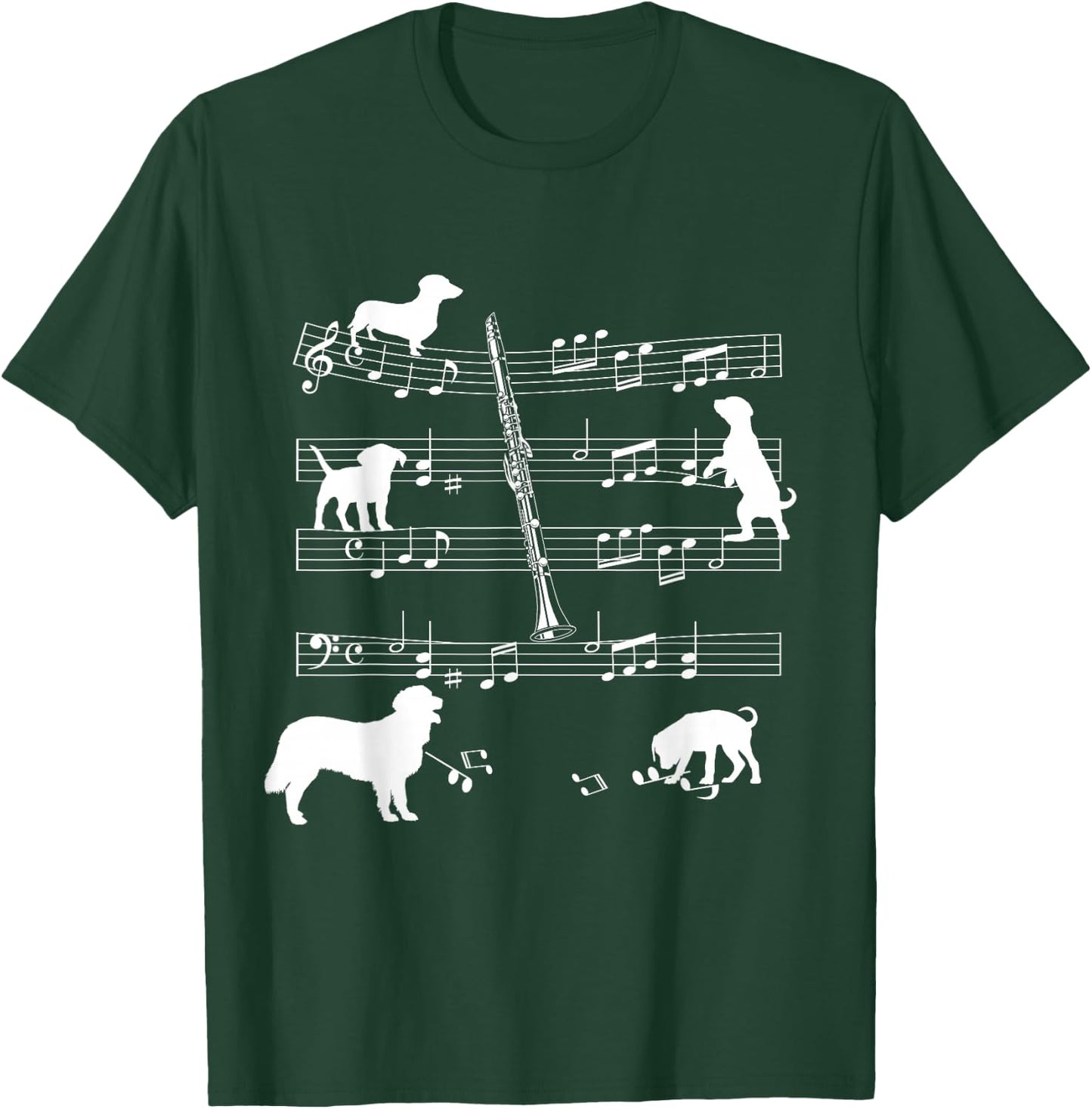 Clarinet Player Dog for Clarinetist Dogs Clarinet T-Shirt - T-Shirt | Forest