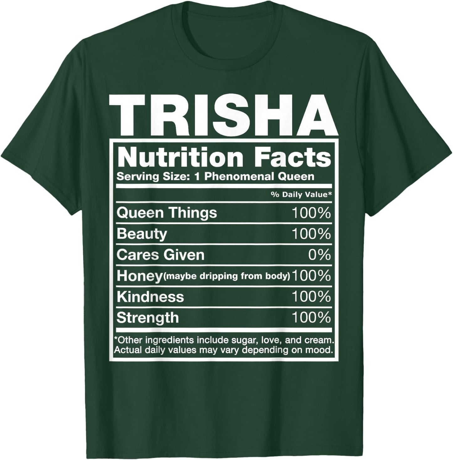 Trisha Nutrition Facts Trisha Name Birthday Shirt T-Shirt - T-Shirt | Forest