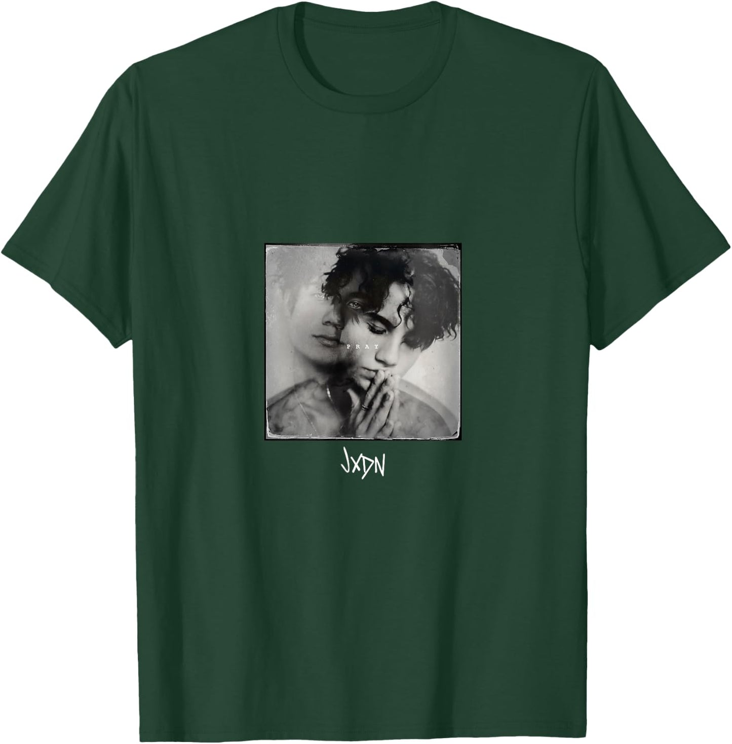 jxdn Men's Black Cotton , Small, Short Sleeve, , Classic Fit, Pray (Dark) Print T-Shirt - T-Shirt | Forest