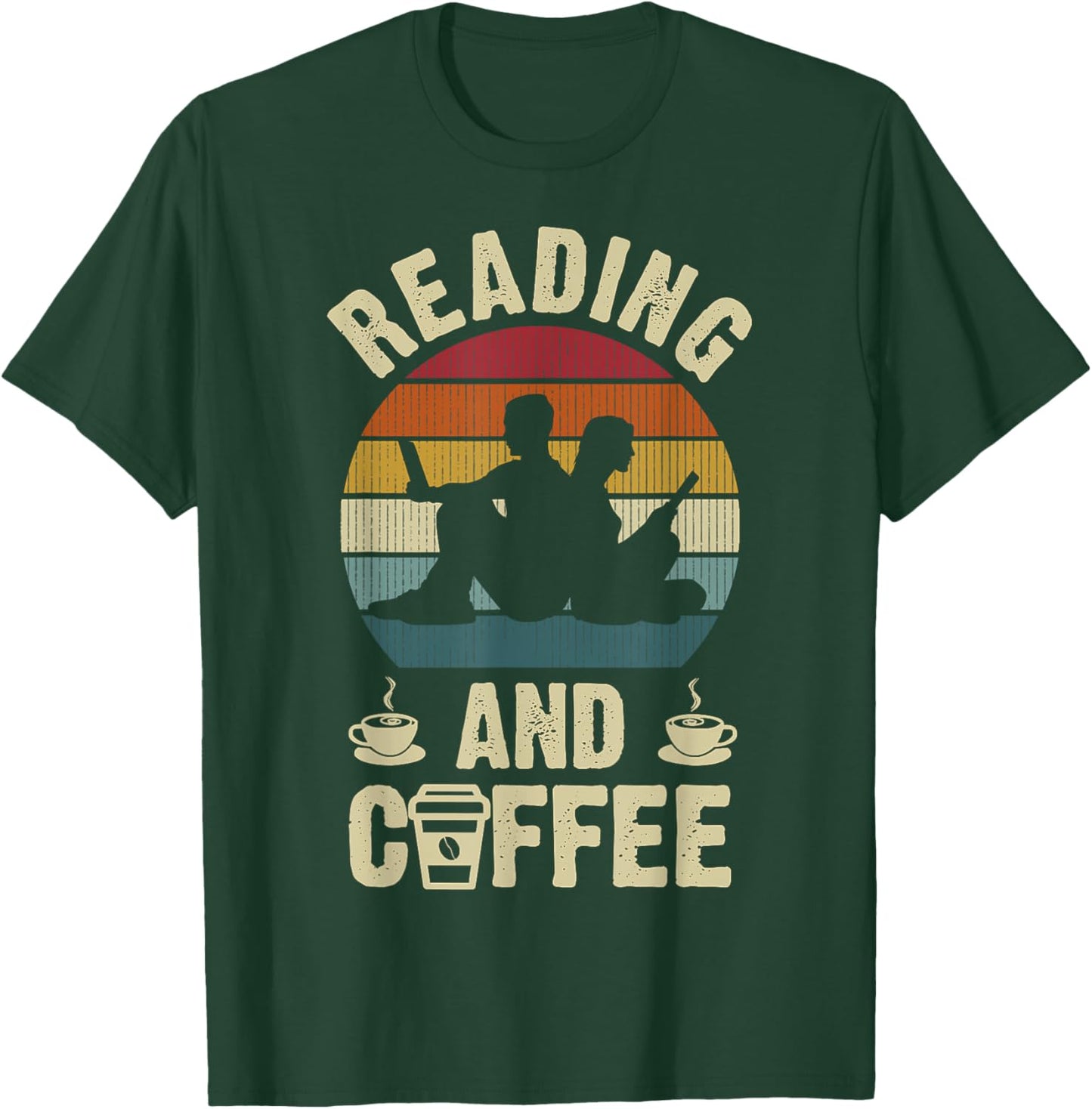 Funny Reading and Coffee Lovers Vintage Theme Hobby Cute T-Shirt - T-Shirt | Forest