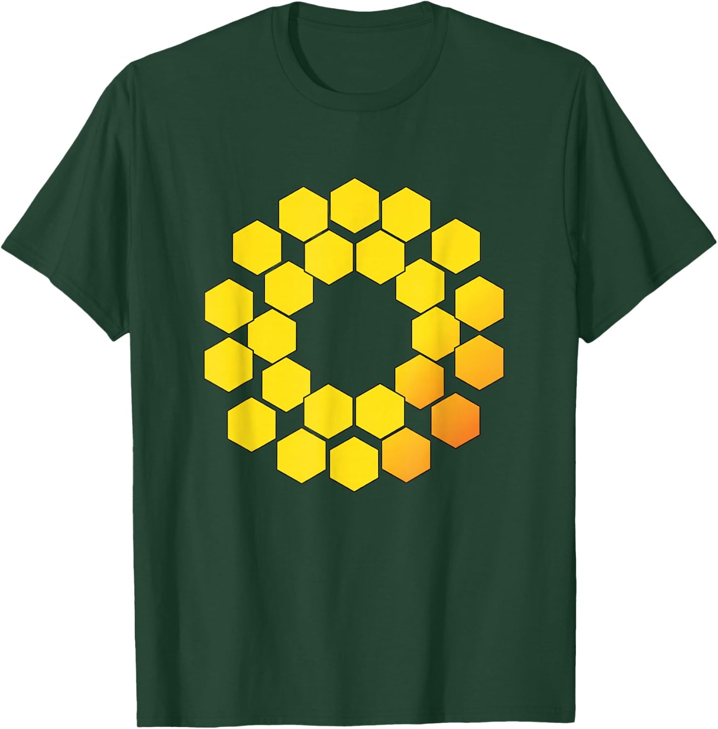 Honeycomb Hexagon Ring Stem Sci Fi Geometry Pattern Math Art T-Shirt - T-Shirt | Forest