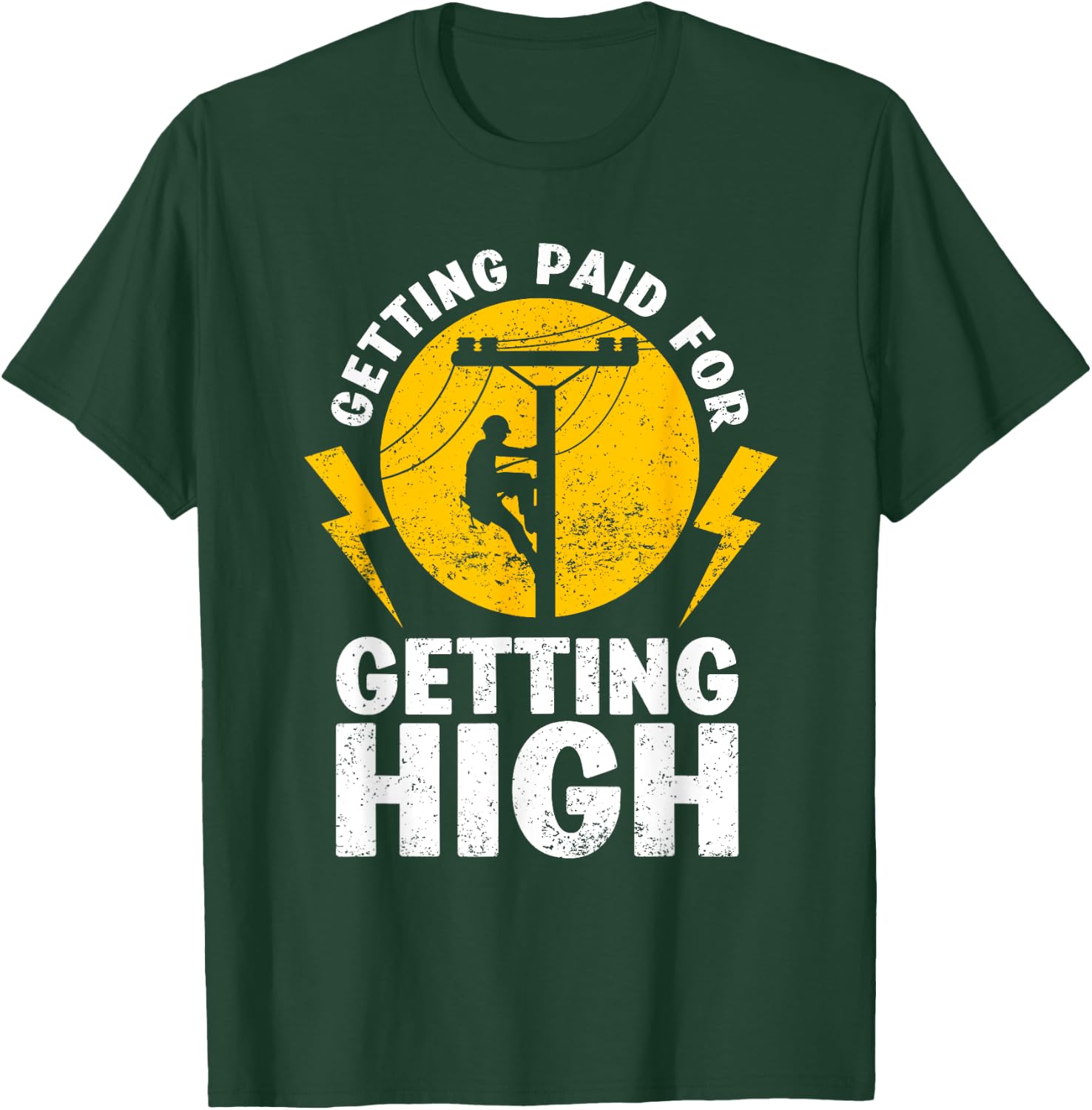 Funny Electrician Gift Electrical Power Lineman Men Boys T-Shirt - T-Shirt | Forest