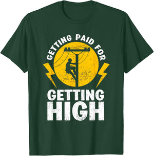 Funny Electrician Gift Electrical Power Lineman Men Boys T-Shirt - T-Shirt | Forest