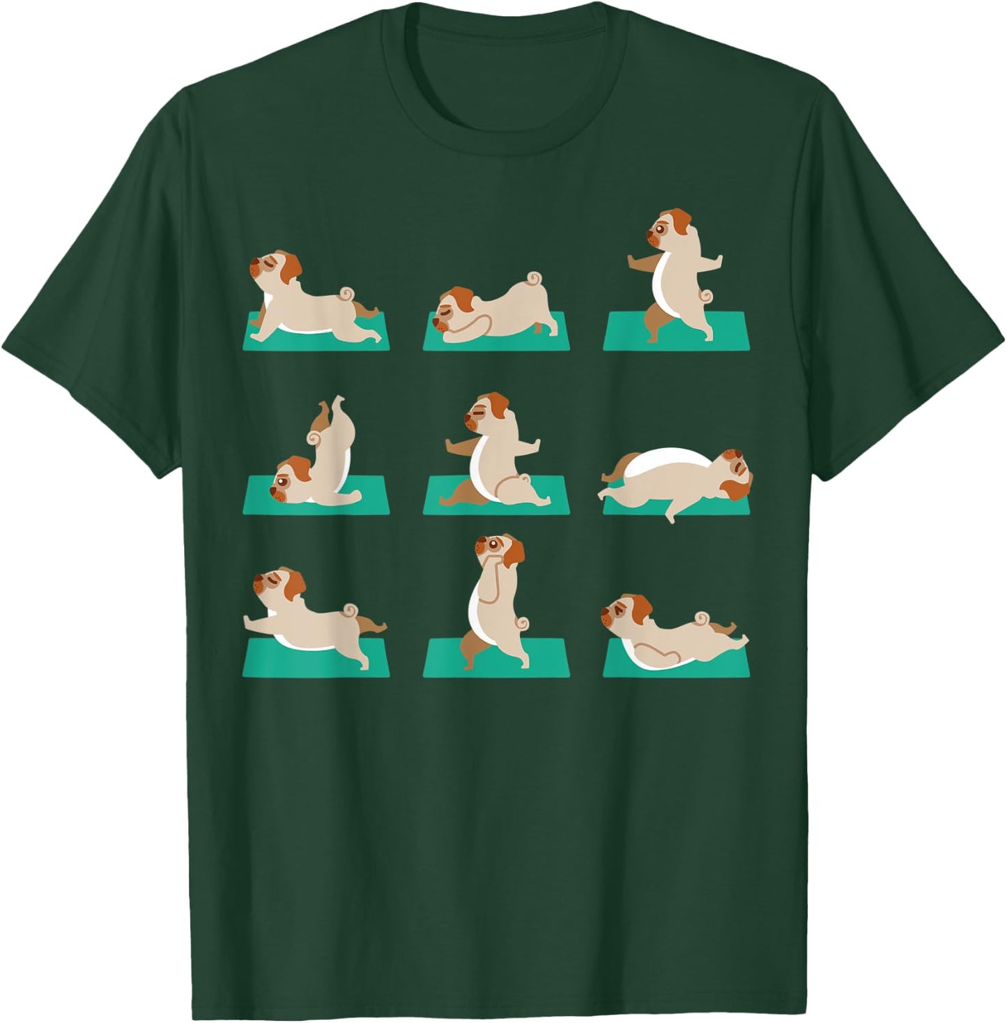 Pug Yoga Poses Meditation Workout Exercise Dog Mom Gift T-Shirt - T-Shirt | Forest