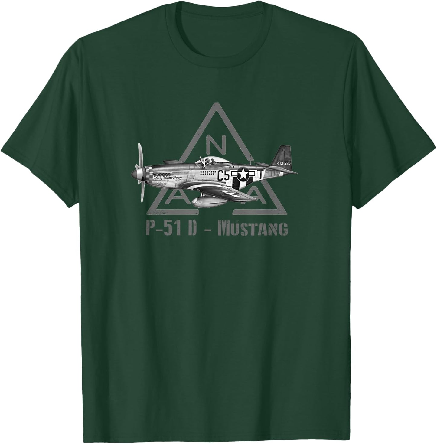 North American P-51 Mustang military fighter plane ww2 T-Shirt - T-Shirt | Forest
